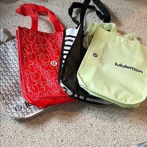 lululemon reusable Tote Bag Set - Red, Grey, light green, Black